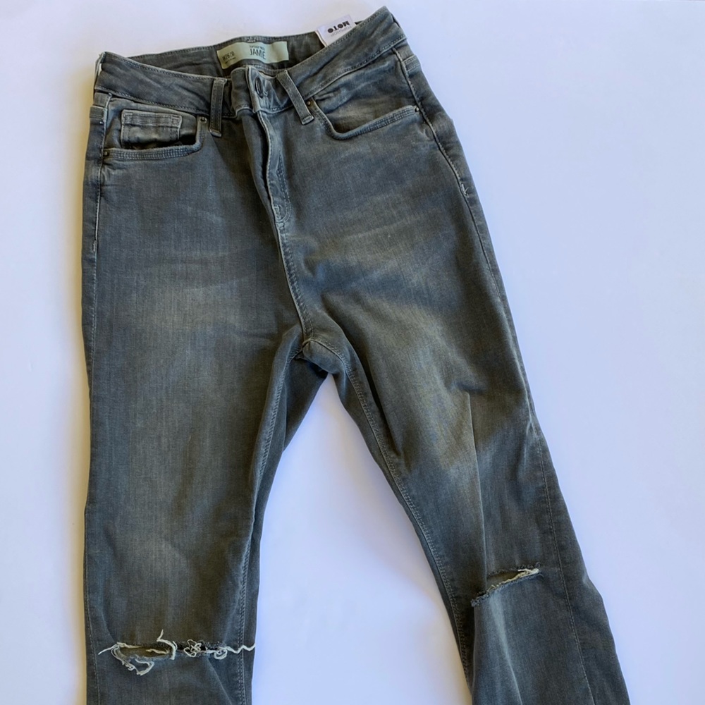 Top Shop Grey Ripped Skinny Jeans, Size 26